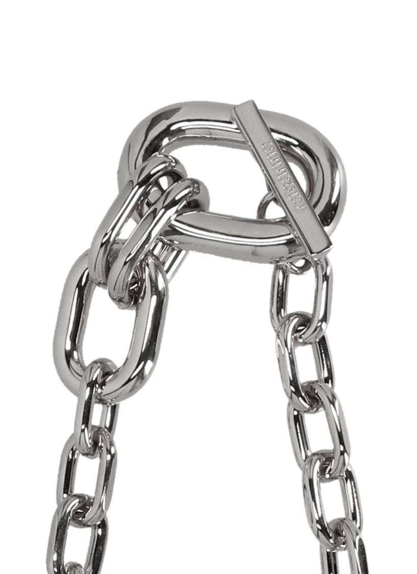 Rabanne Polished Silver Chain Necklace With Logoed T-Bar Fastening