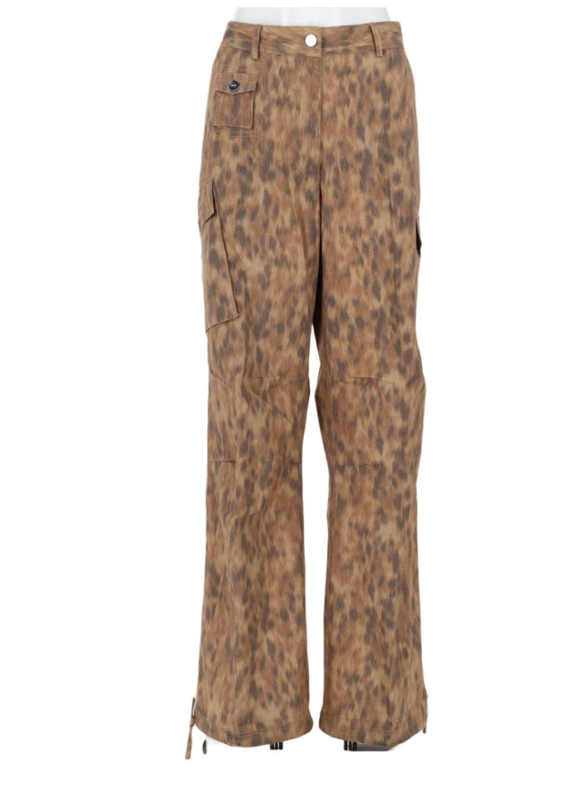 Ganni Brown Mottled Print Cargo Pants