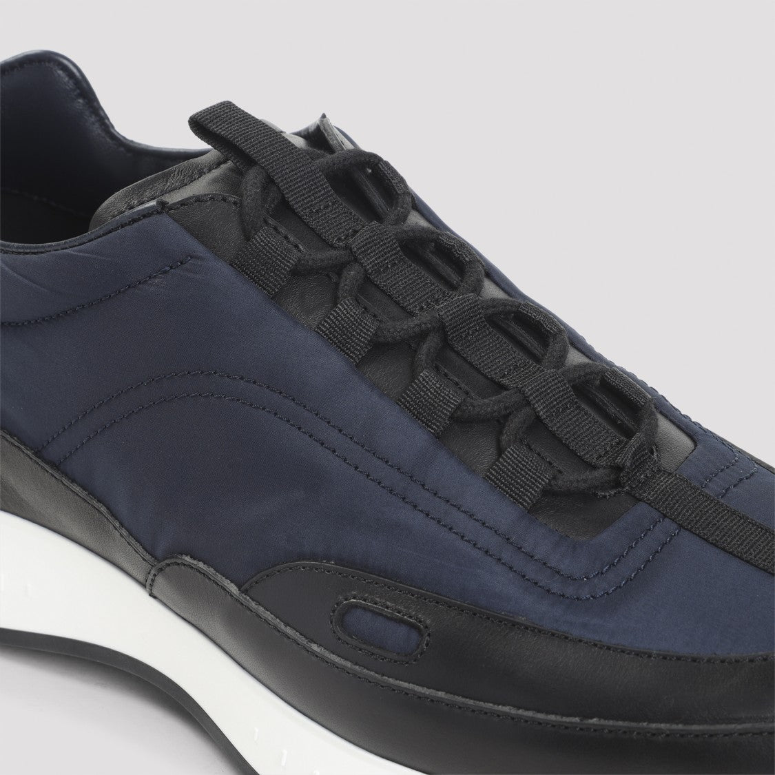 John Lobb Leather Sneakers With Navy And Black Detailing
