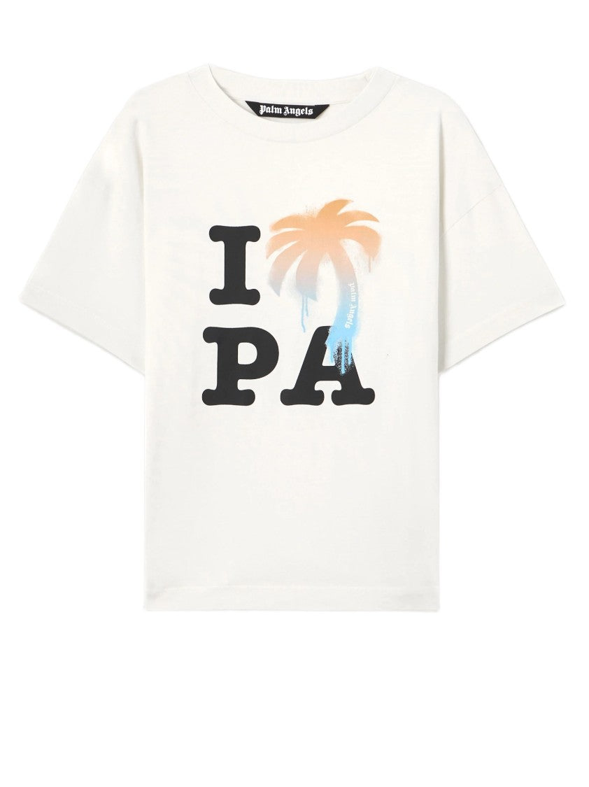 Palm Angels Graphic-Embellished White T-Shirt With Relaxed Fit