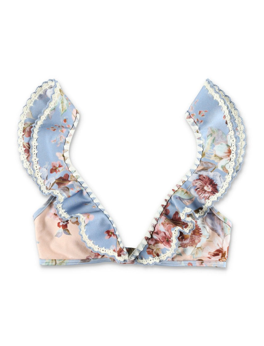 Zimmermann Floral Ruffled Triangle Bikini Top