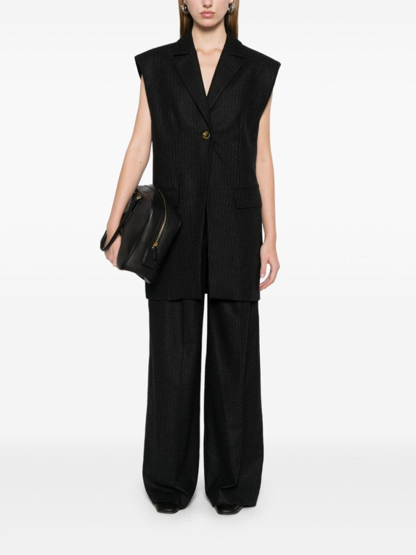 Le Sully Studio Charcoal Grey Pinstriped Wool Blend Lina Vest