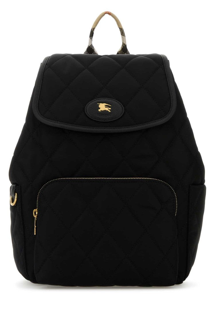 Burberry Black Fabric Horseshoe Backpack