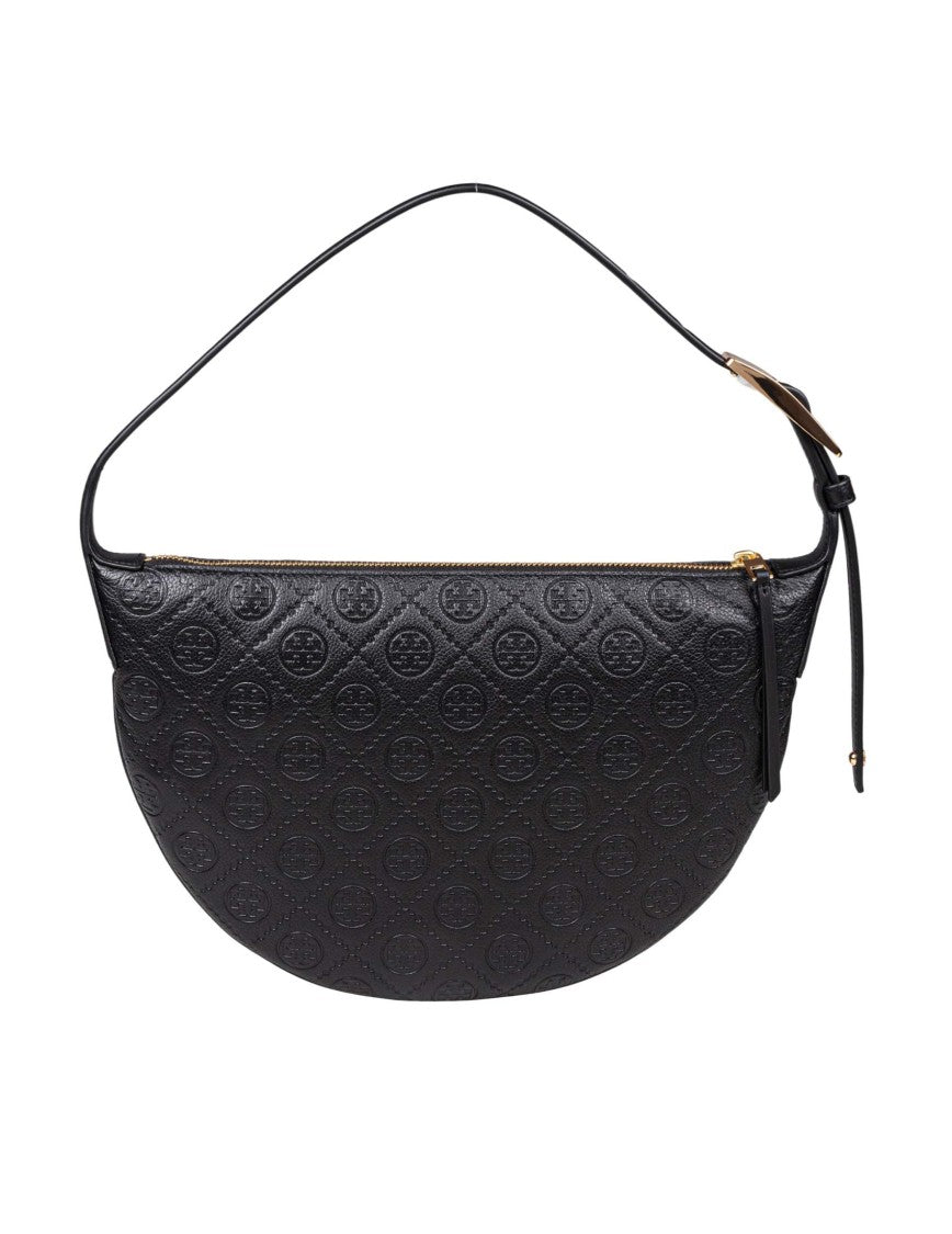 Tory Burch Monogram Leather Balloon Shoulder Bag, Black
