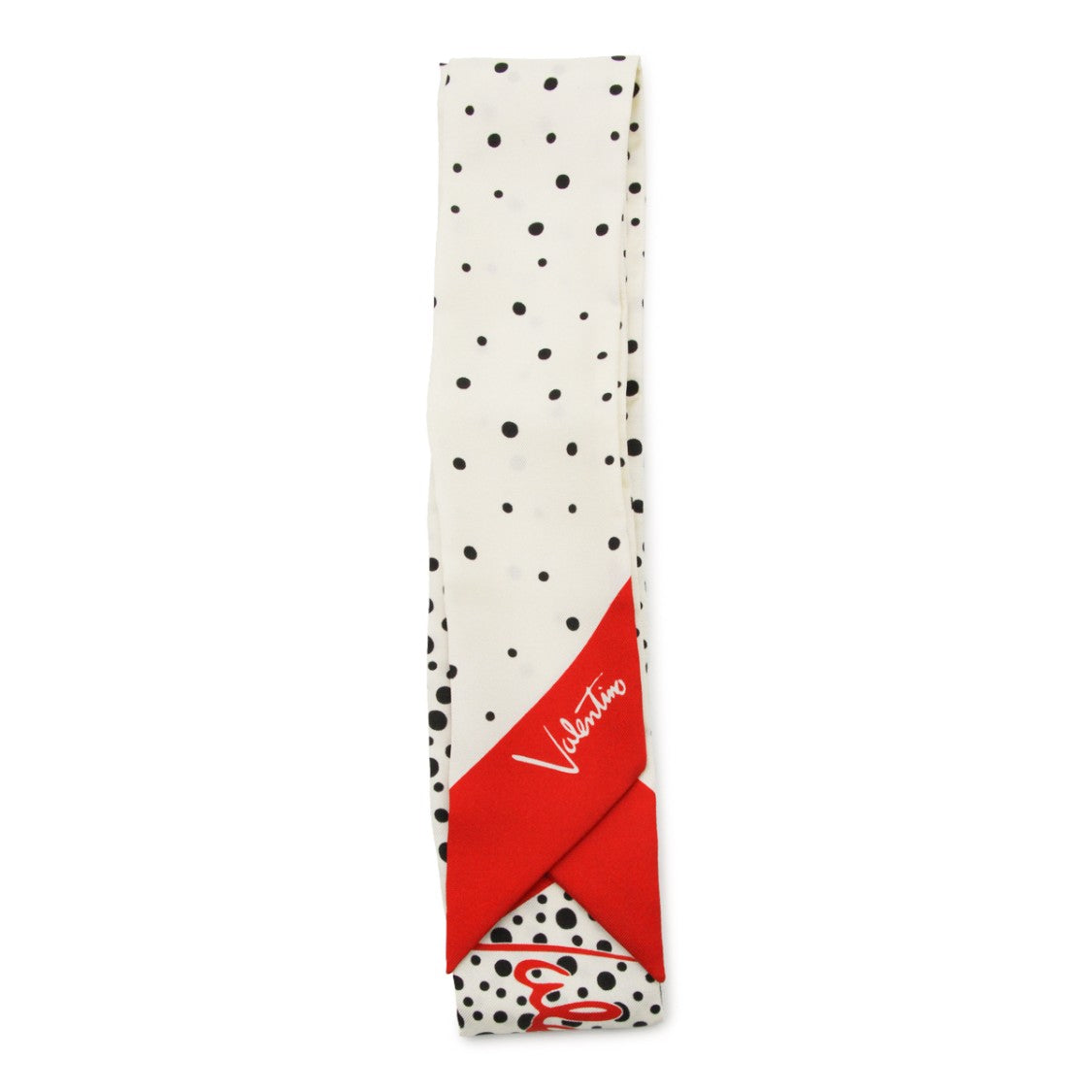 Valentino Garavani Silk Scarf With Polka Dots And Red Pointed Tip