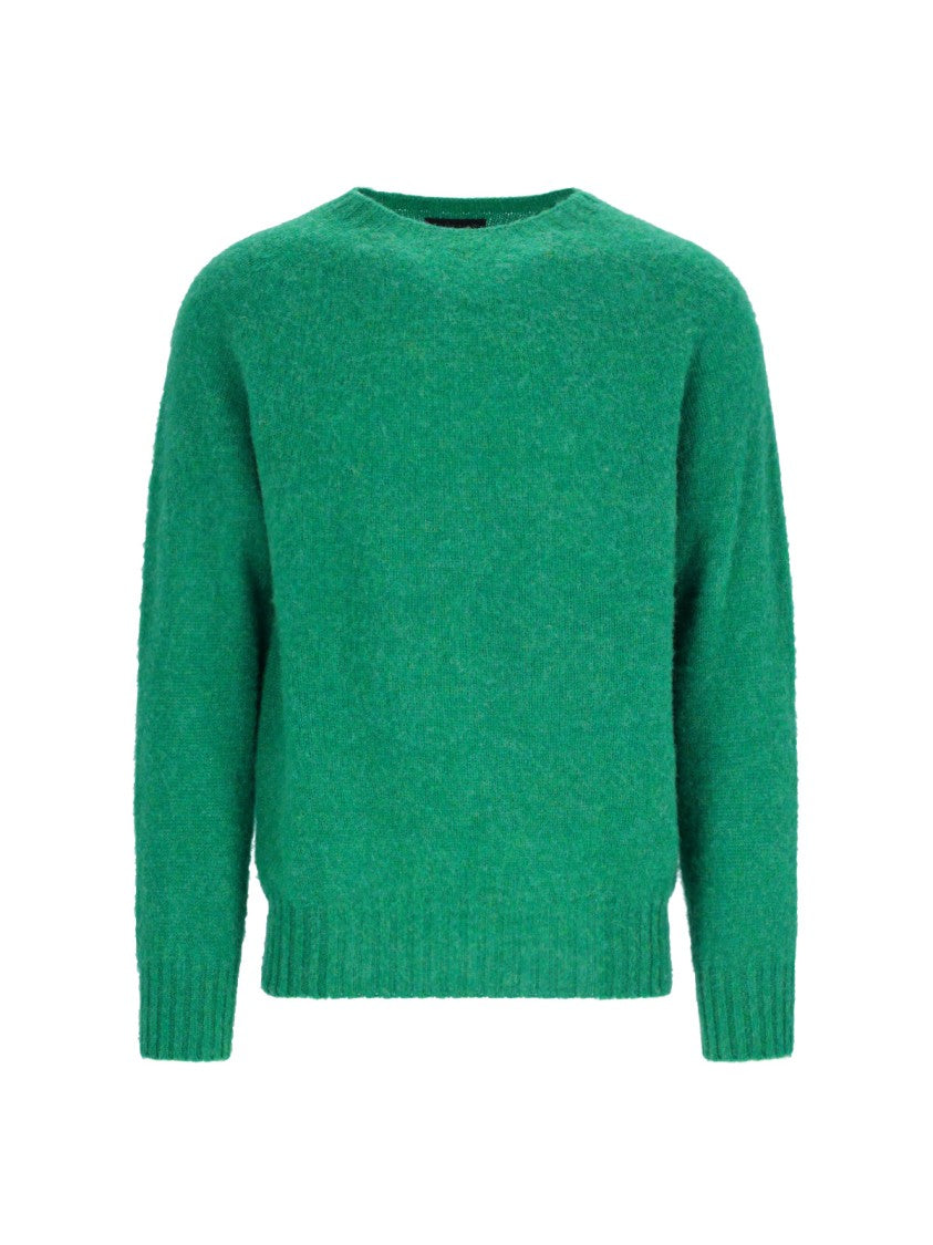 Howlin Shetland Wool Crew Neck Sweater With Ribbed Finishes