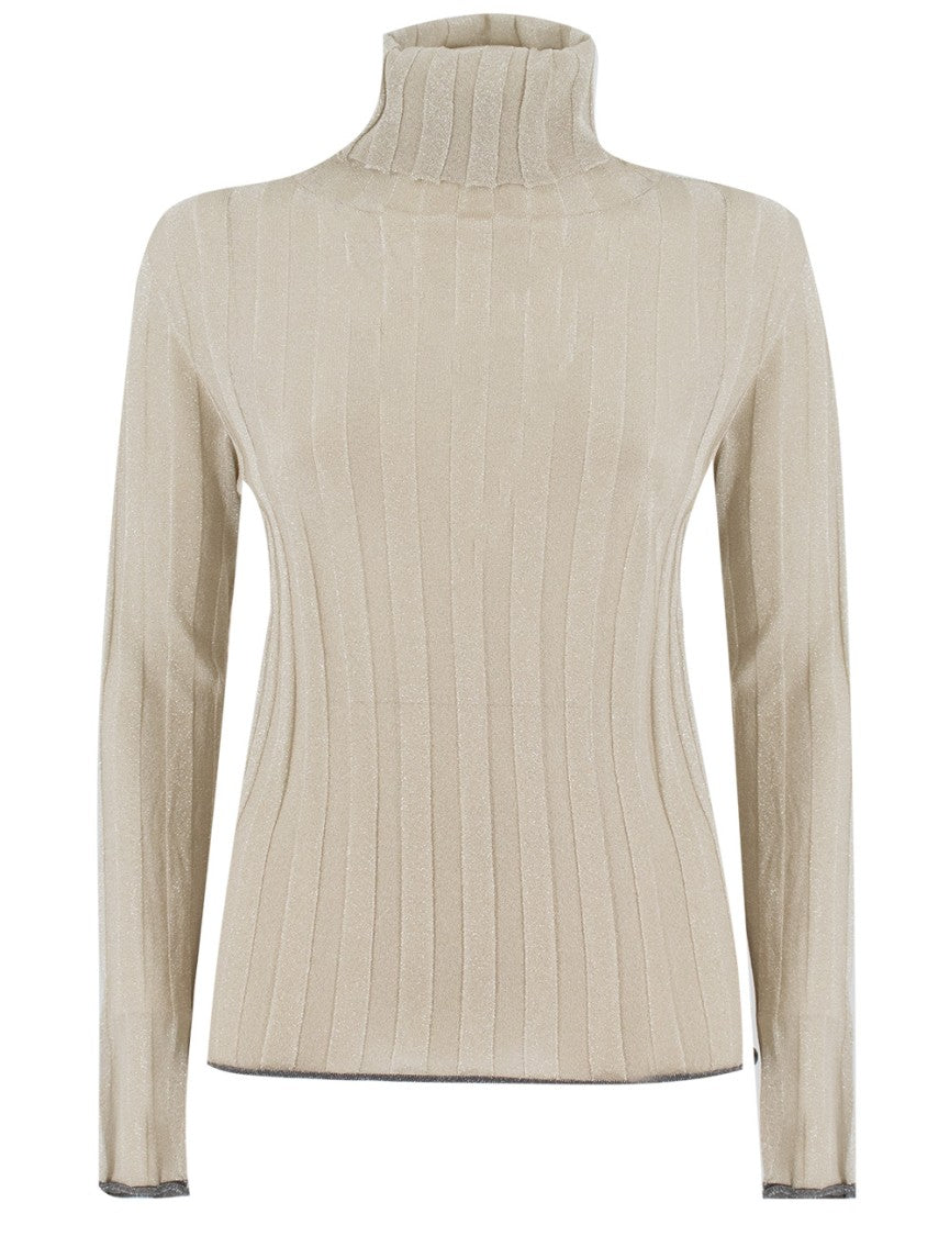 Fabiana Filippi Two-Tone Lurex Ribbed Turtleneck Jumper
