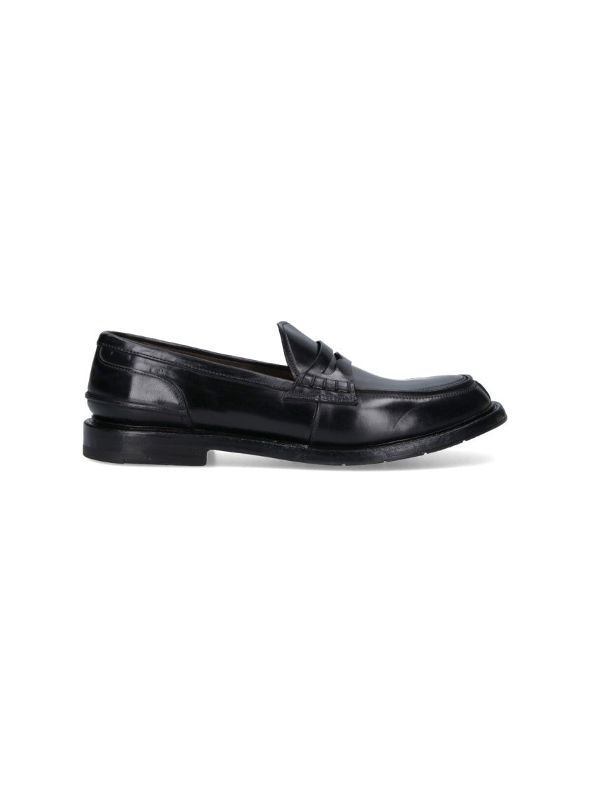 Premiata Polished Black Leather Penny Loafers