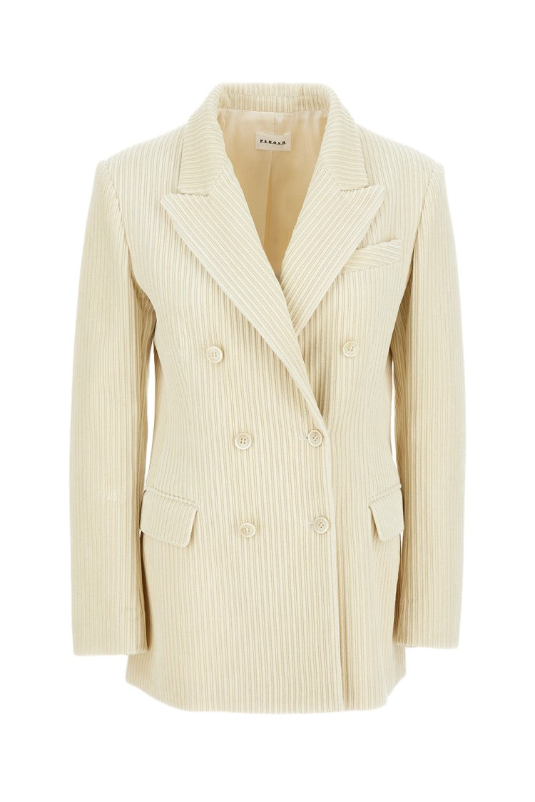 Parosh Structured White Jacket With Design