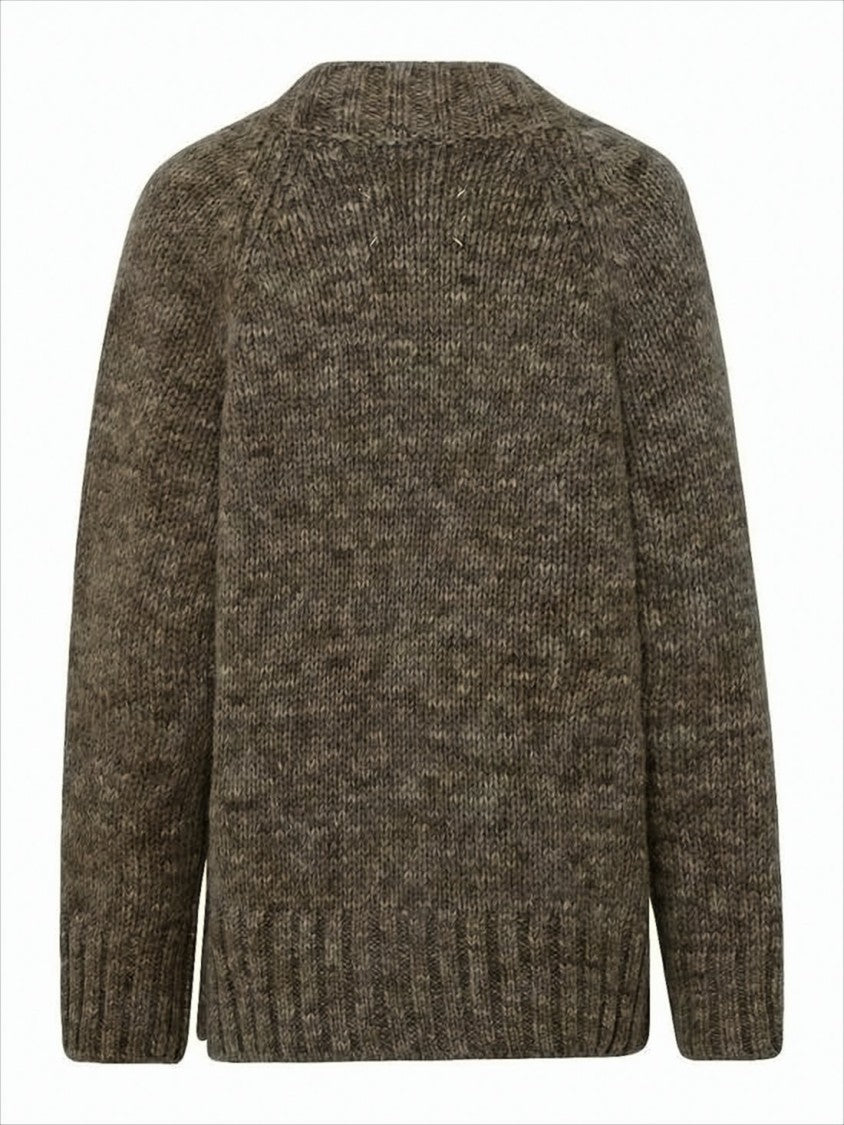 Maison Margiela Chunky Knit Cardigan With Marled Earthy Tones
