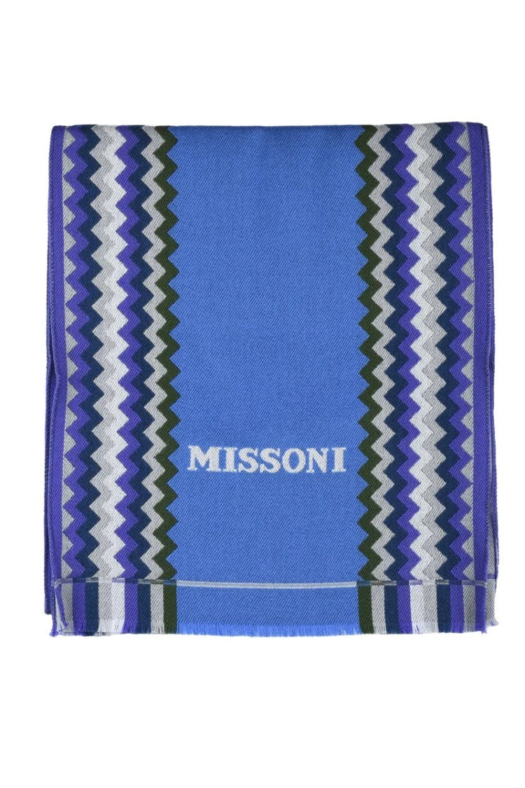 Missoni Sky Blue Purple Wool Scarf