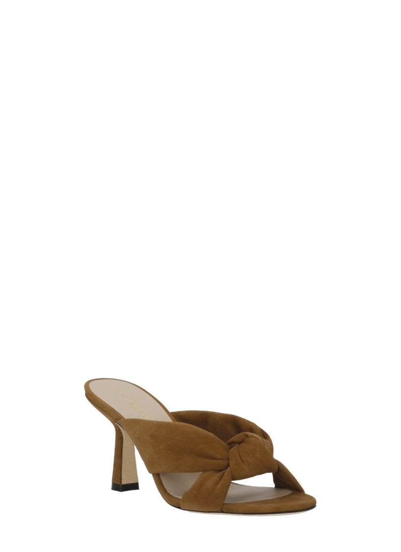 Stuart Weitzman Brown Soplaya Slide Braided Suede Sandals