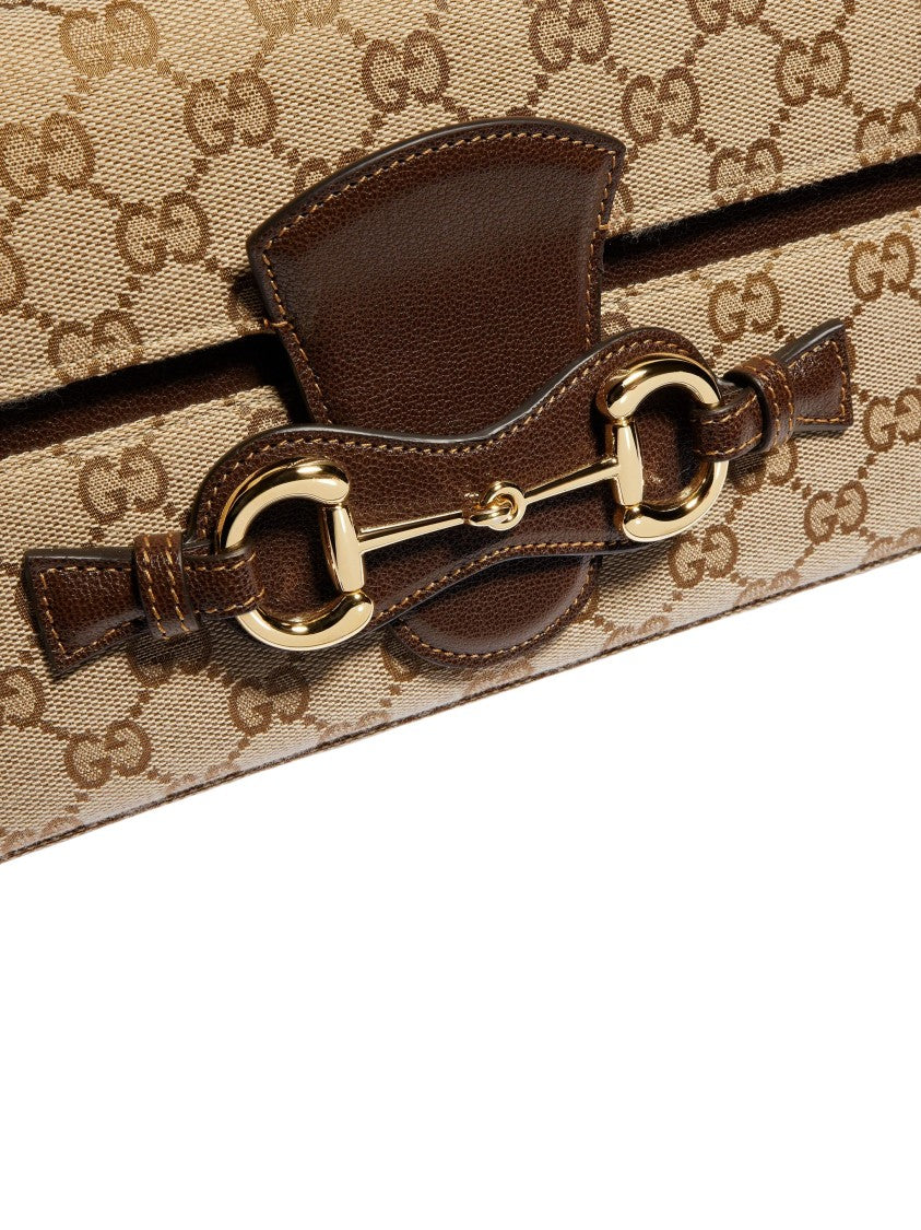 Gucci New Horsebit Sand Brown Gg Canvas Shoulder Bag