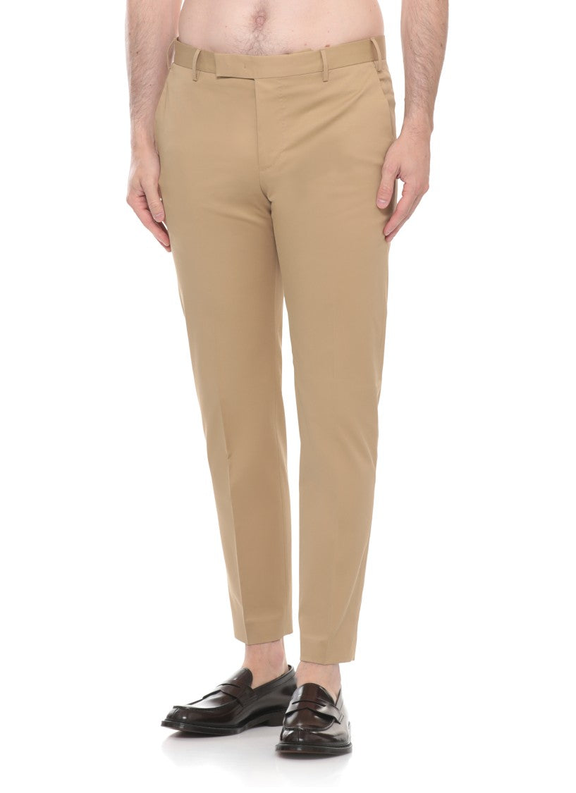 Pt Torino Beige Cotton Straight-Leg Pants