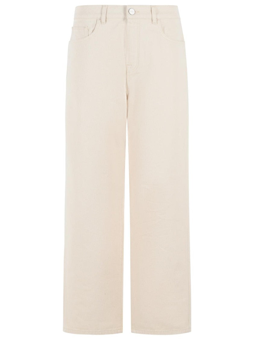 Róhe 'Bruun' Baggy Jeans In Cream Cotton