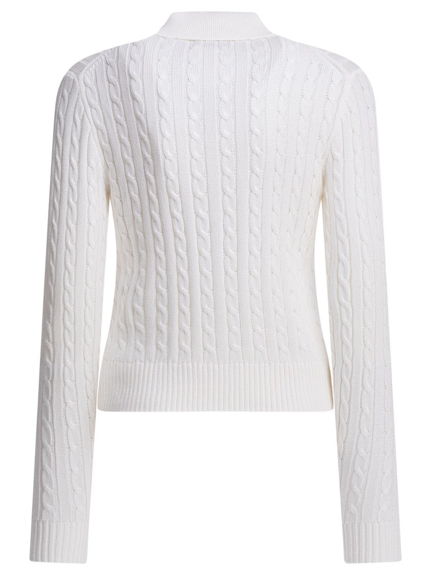 Polo Ralph Lauren Button-Down White Cable Knit Cardigan