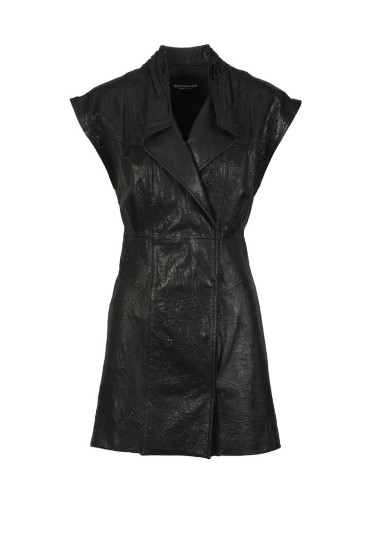 Dondup Short Leather Dress - Black