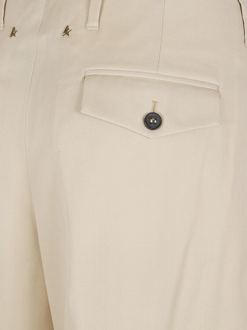 Golden Goose Sand-Textured Trousers With Pleat Detailing