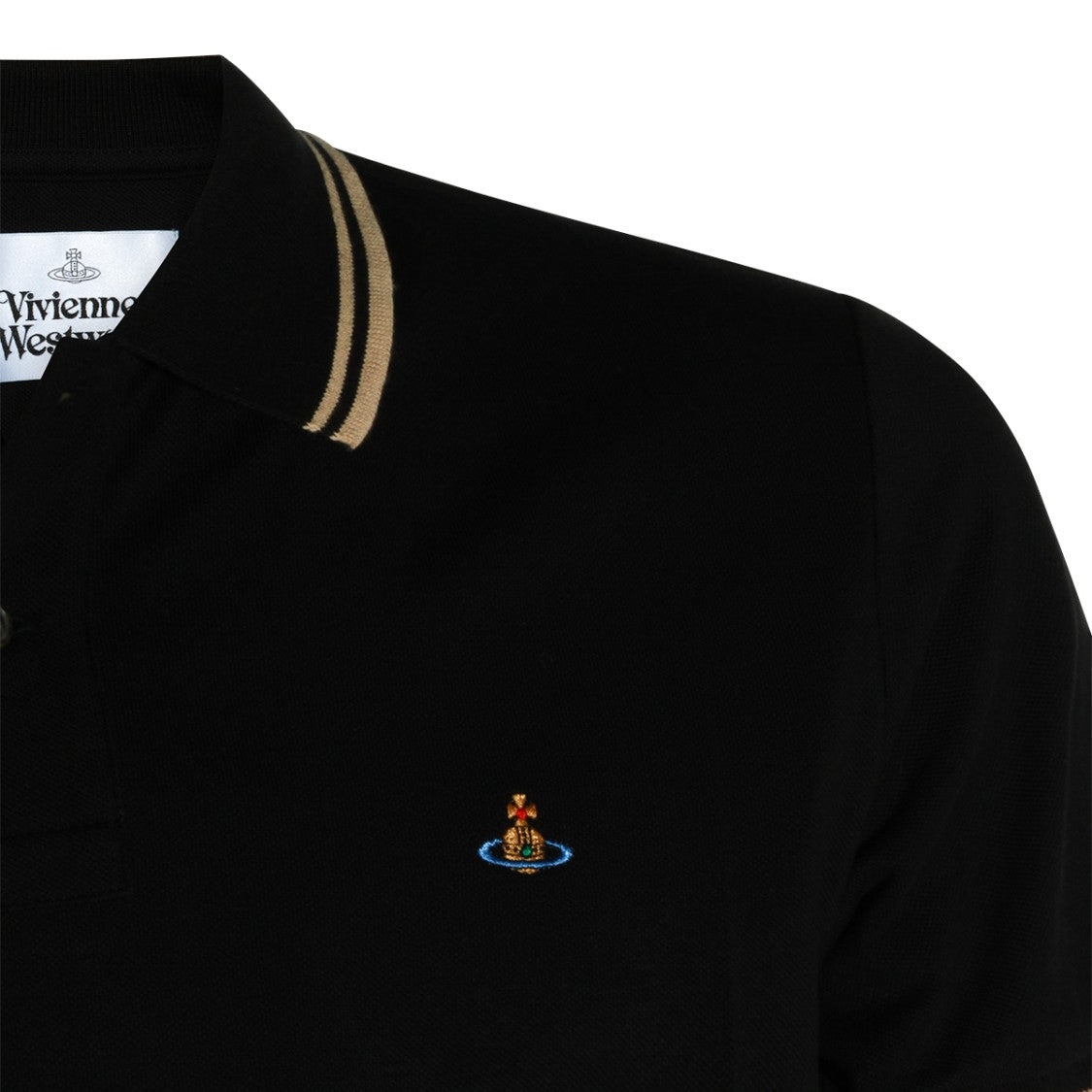 Vivienne Westwood Black Cotton Logo Polo Shirt