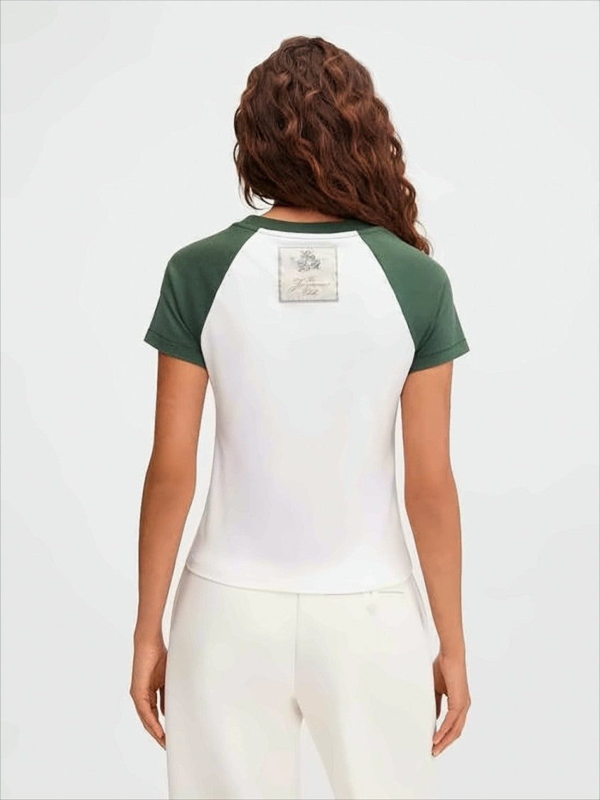 Jacquemus Cropped T-Shirt With Contrasting Raglan Sleeves