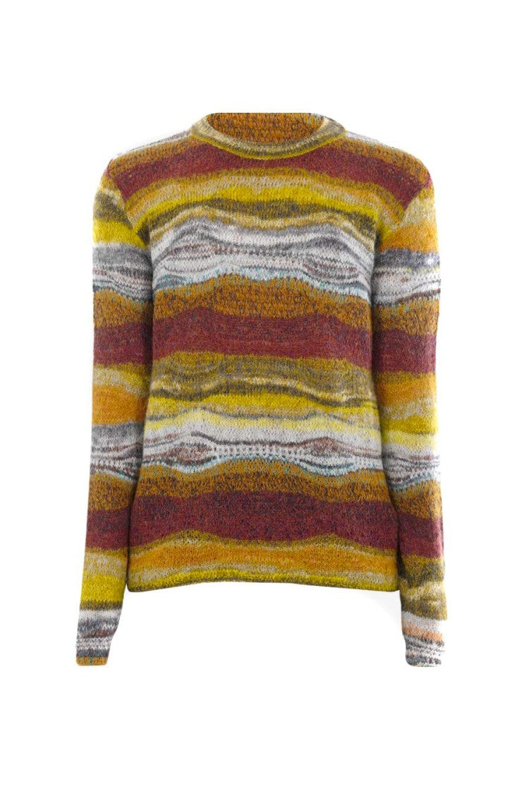 Paura Multicolor Striped Knitwear With Textured Finish