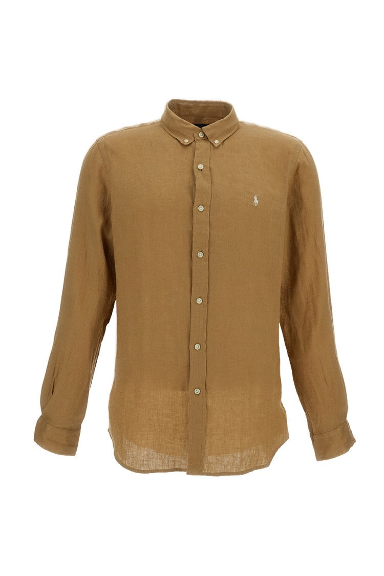 Polo Ralph Lauren Brown Linen Button-Down Shirt