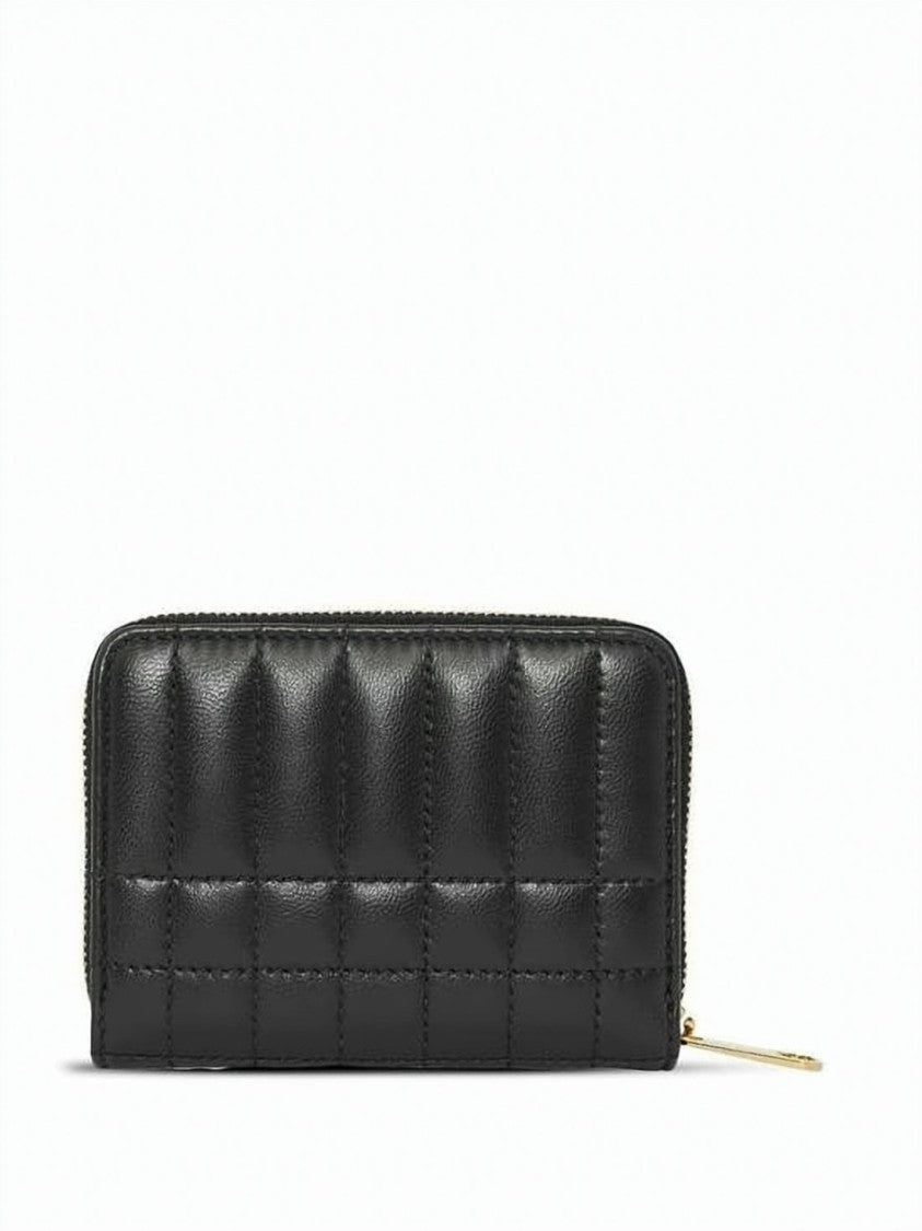 Burberry Quilted Leather Zip-Around Wallet With Gold Emblem