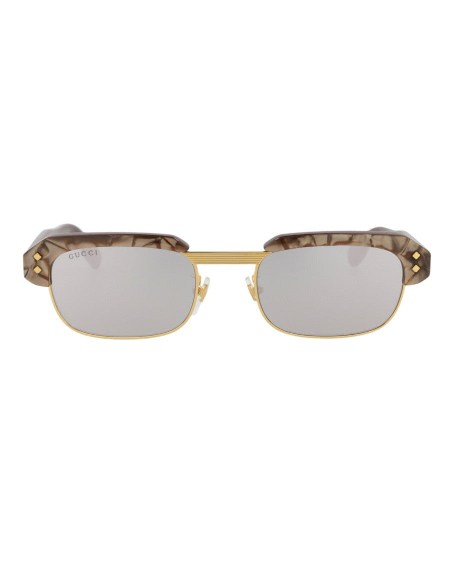 Gucci Square-Frame Sunglasses With Recycled Acetate And Gold Accents