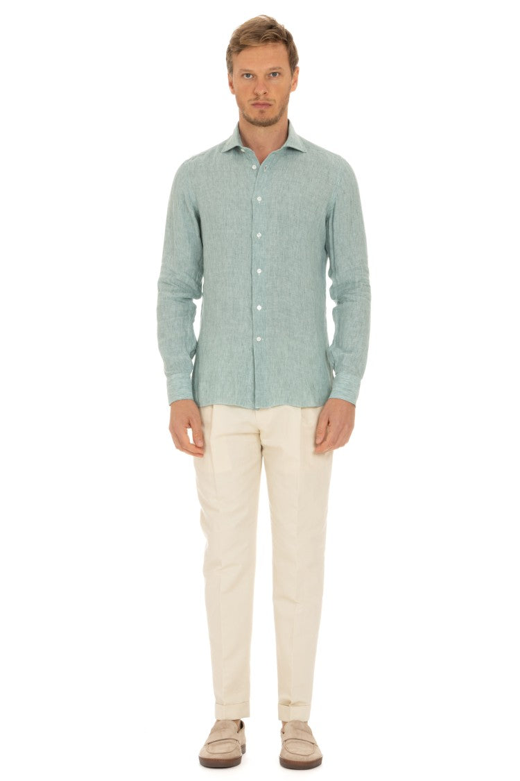 Borriello Solid Delavè Linen Tailored Shirt