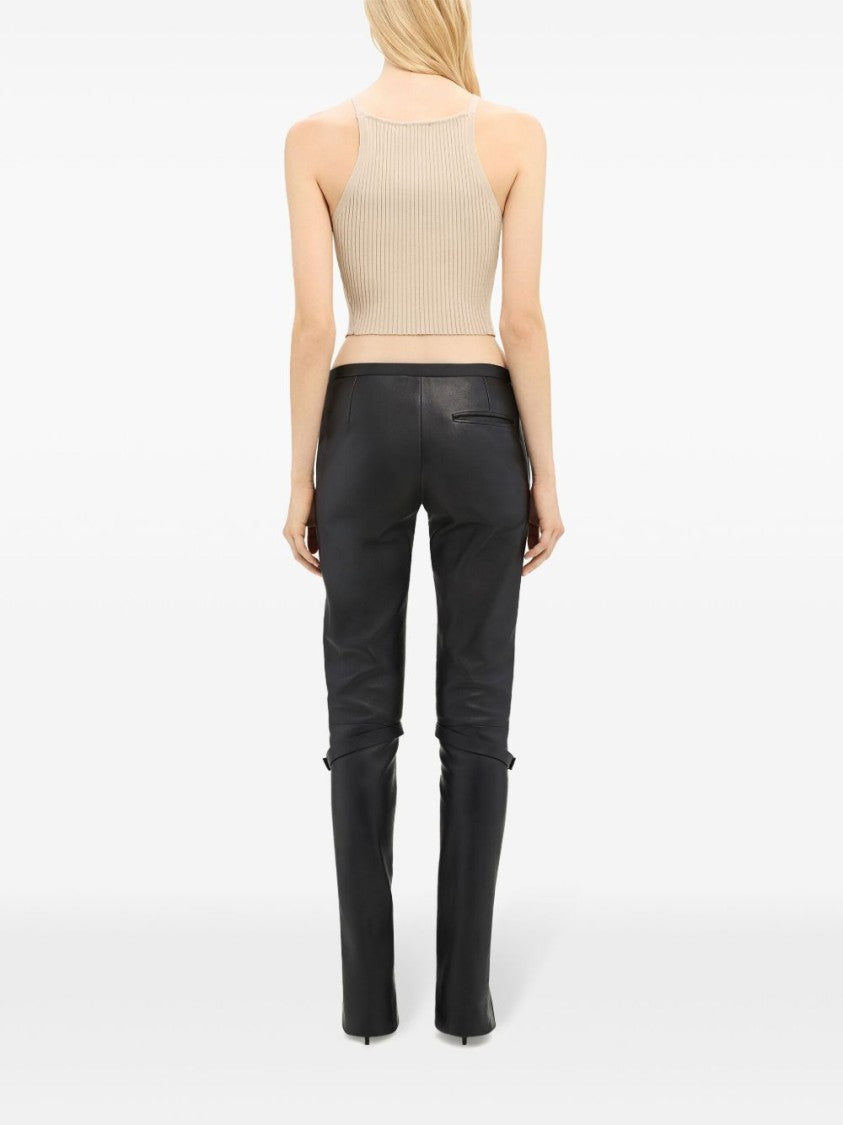 Courrèges Beige Ribbed Knit Asymmetric Square Top