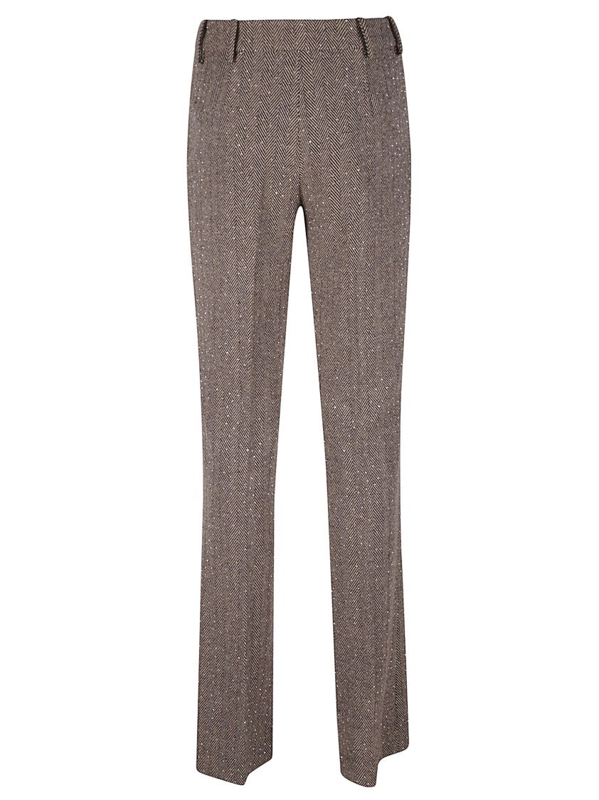 Ermanno Firenze Straight-Leg Trousers With Herringbone Pattern
