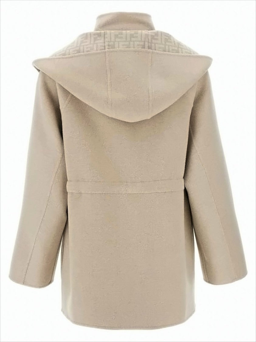 Fendi Structured Boxy Beige Wool Fendi Coat