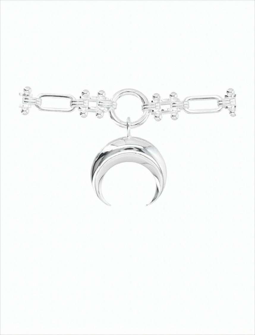 Marine Serre Silver-Toned Crescent Moon Pendant Necklace