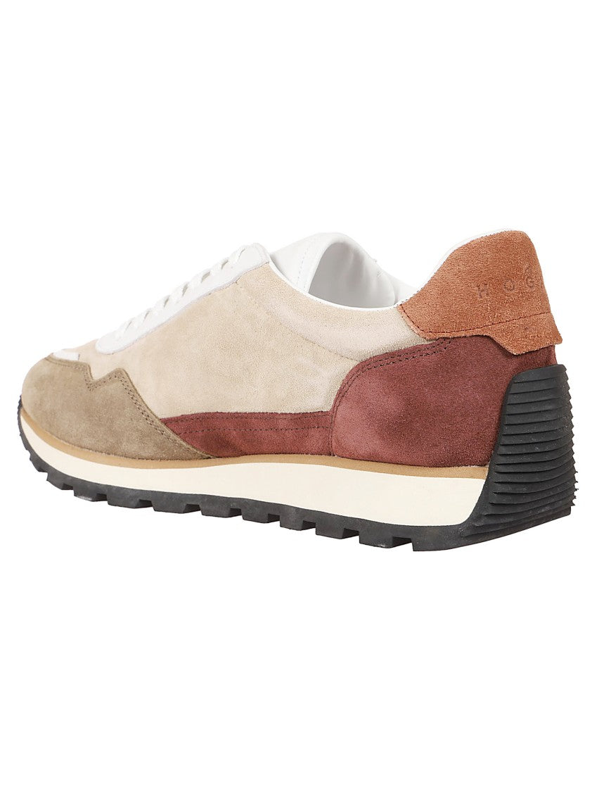Hogan H672 Layered Suede And Leather Sneakers