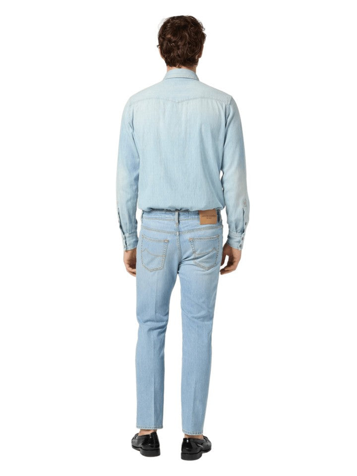 Jacob Cohen Light Blue Denim Jeans With Vintage Nubuck Patch