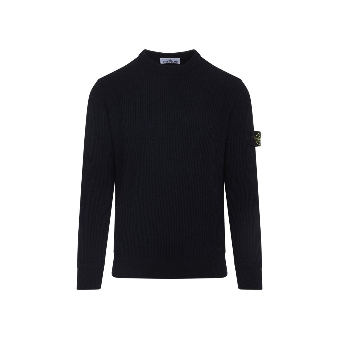 Stone Island Relaxed Fit Wool Crew Neck Sweater With Ribbed Detailing