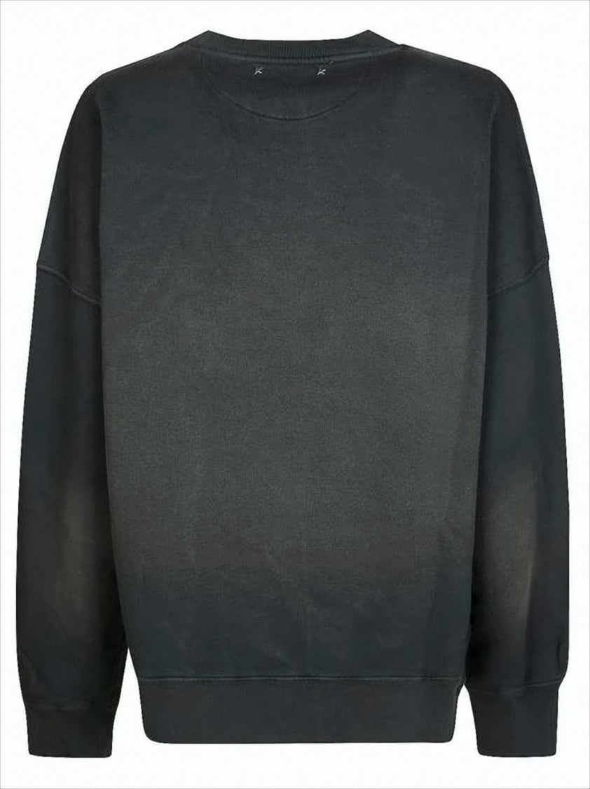 Golden Goose Faded Black Long-Sleeve Sweatshirt With Minimalist Embroidery