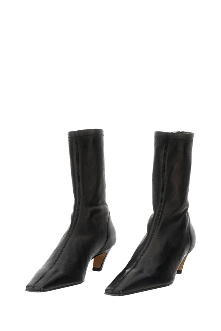 Khaite Mid-Calf Black Boots With Pointed Toe