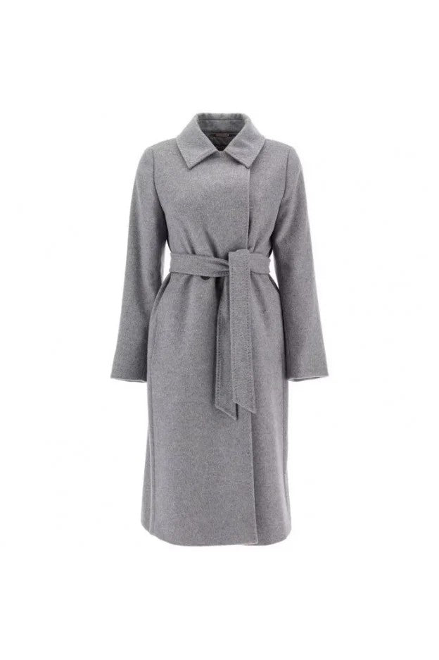 Max Mara Wrap-Around Mid-Grey Virgin Wool Max Mara Coat