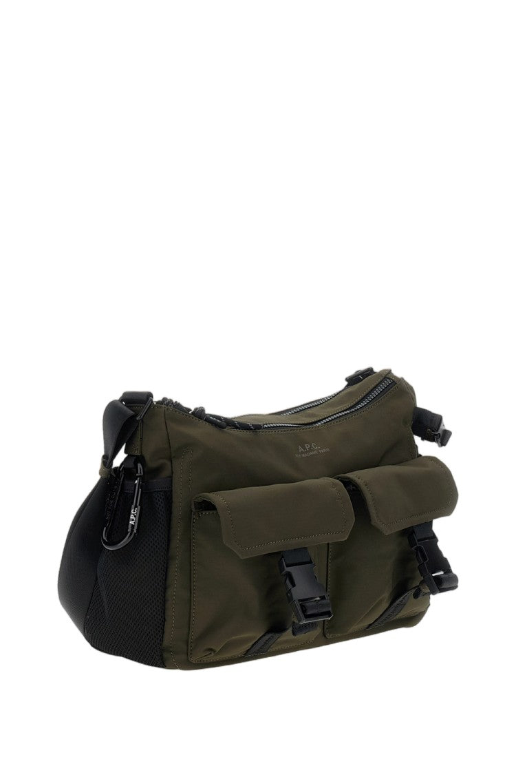 A.P.C. Green Utility Multi-Pocket Nylon Crossbody Bag
