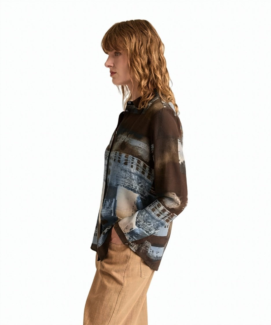 Momonì Meudon Oversized Printed Silk Crêpe De Chine Shirt