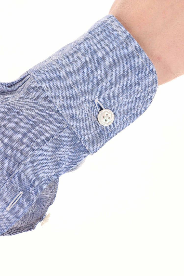Barba Dandylife Line Solid Linen Tailored Shirt