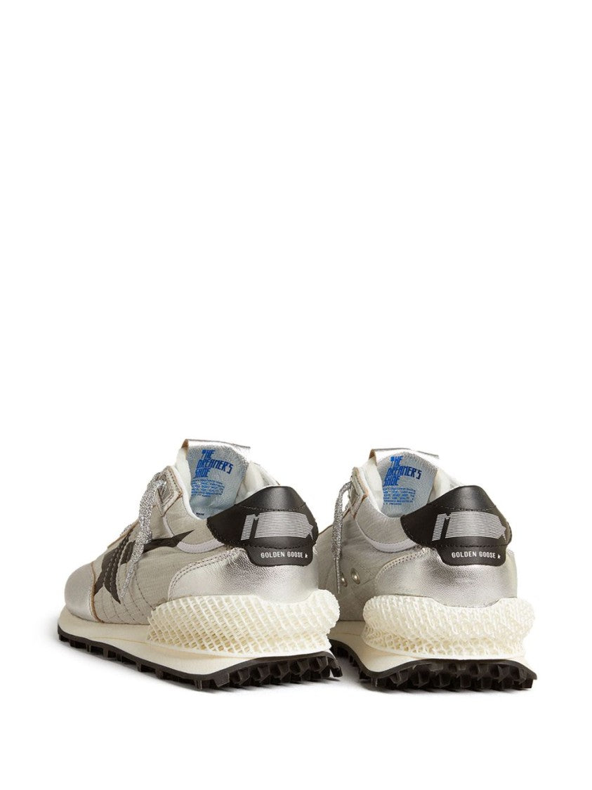 Golden Goose 3D Lattice Flat Sneakers With Metallic Silver Upper