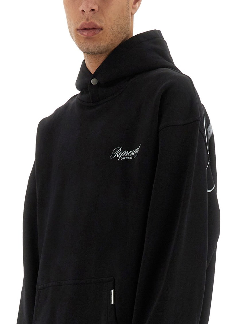 Represent Relaxed-Fit Black Hoodie With Kangaroo Pocket