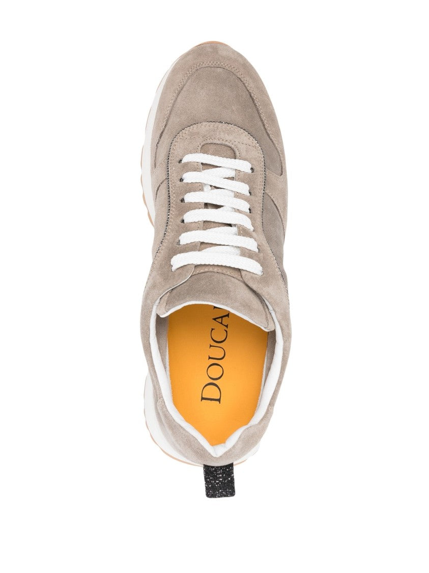 Doucal's Low-Profile Trainers With Suede Upper And Contrasting Sole