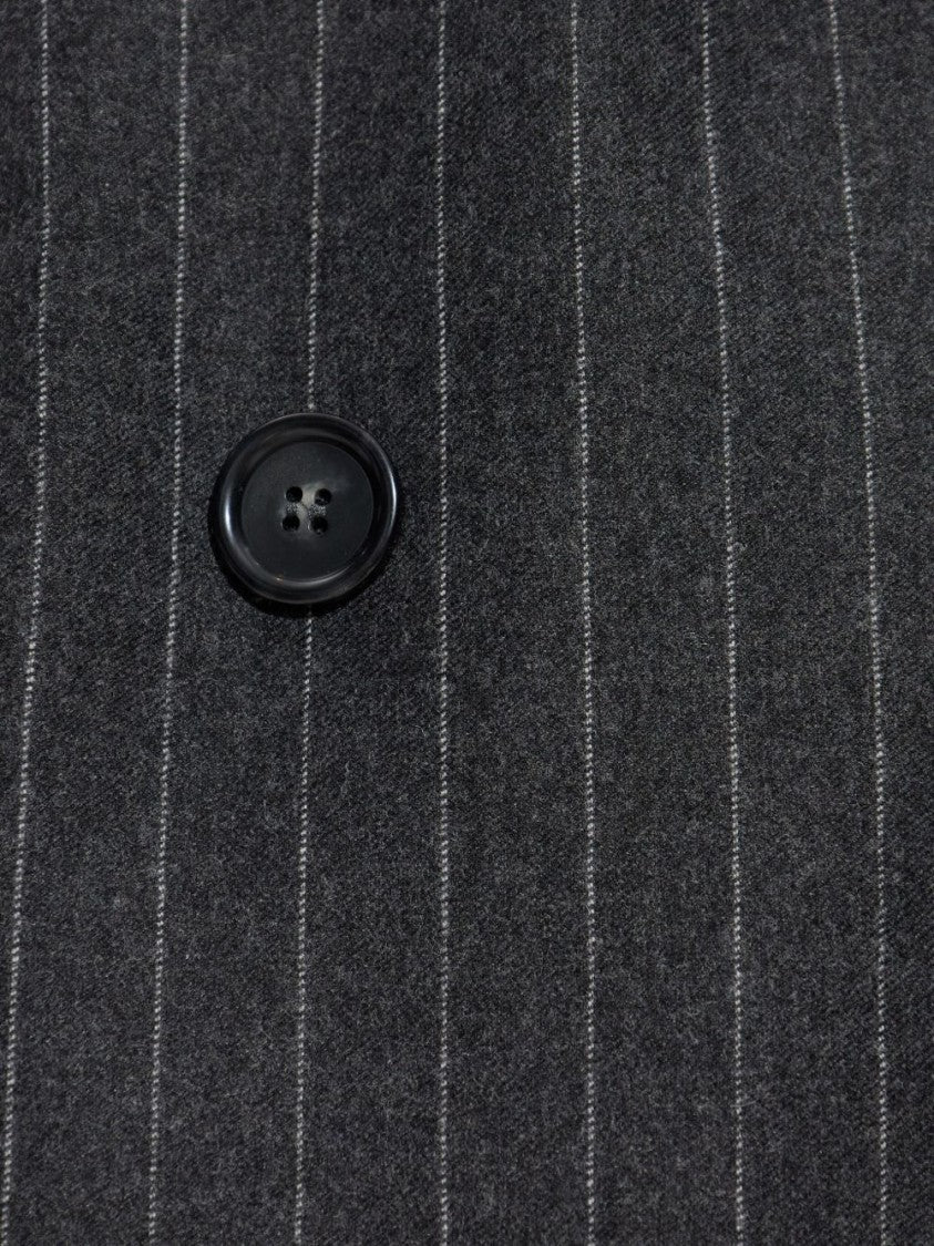 Sportmax Double-Breasted Oversized Anthracite Jacket With Pinstripe Detail