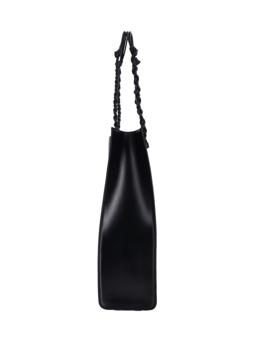 Jil Sander Structured Calf Leather Tote With Braided Handles And Embossed Detailing