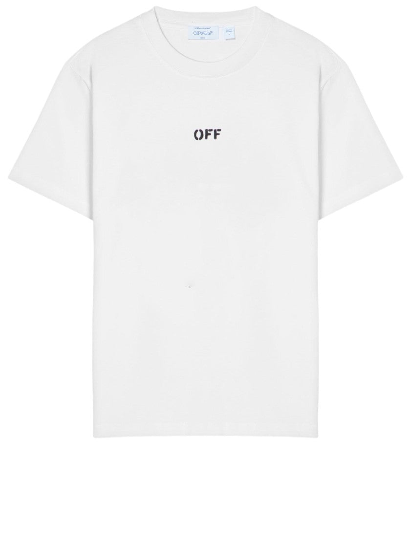 Off-White Graphic Print Cotton T-Shirt With Contrast Logo