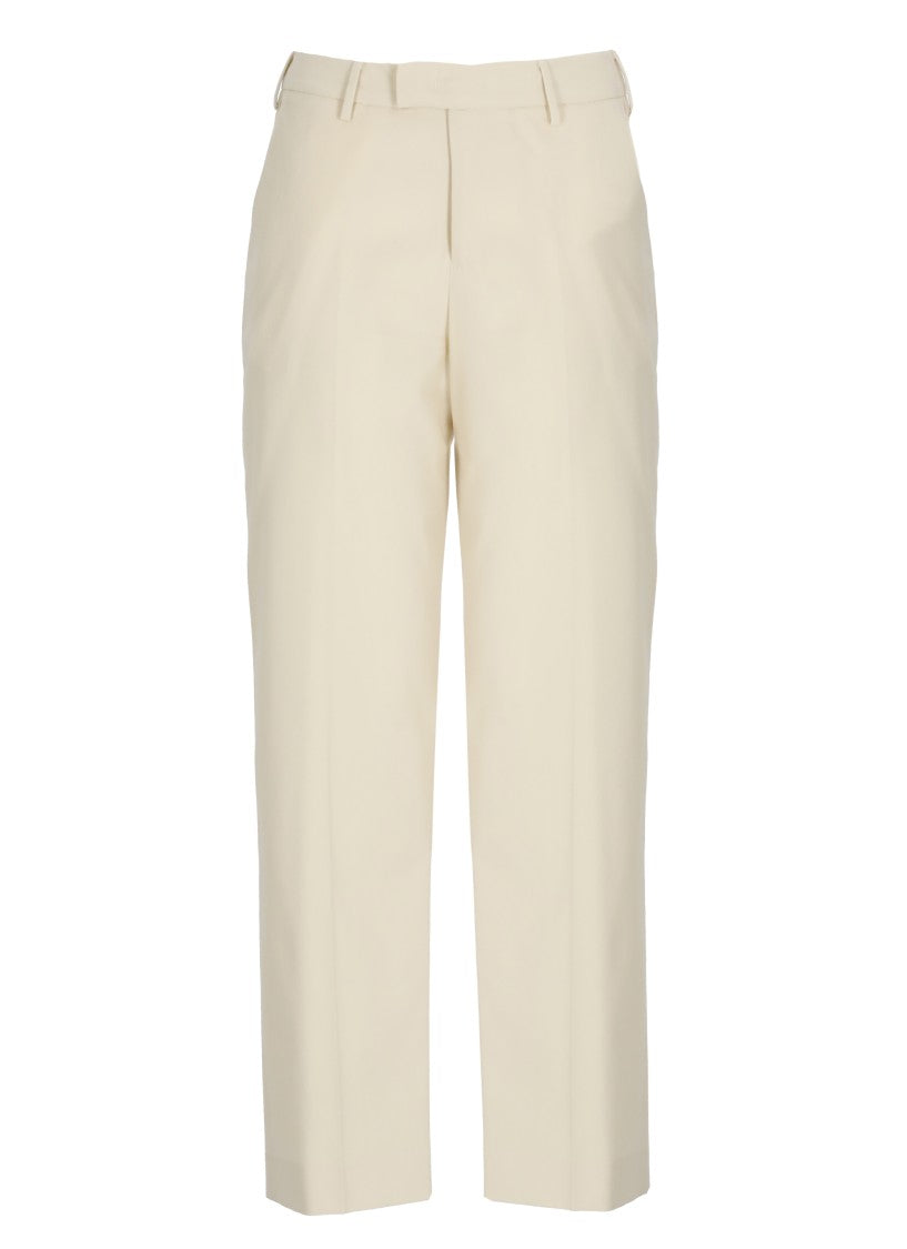Pt Torino Ivory Hook Fastening Cotton Pants
