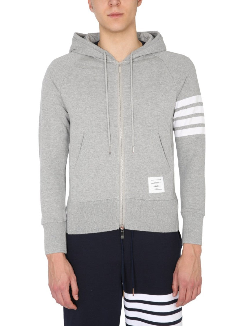 Thom Browne Classic Zip-Up Hoodie With Iconic Stripe Detail